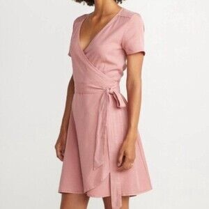 Marine Layer Pink Rose Frances Wrap Mini Dress - S